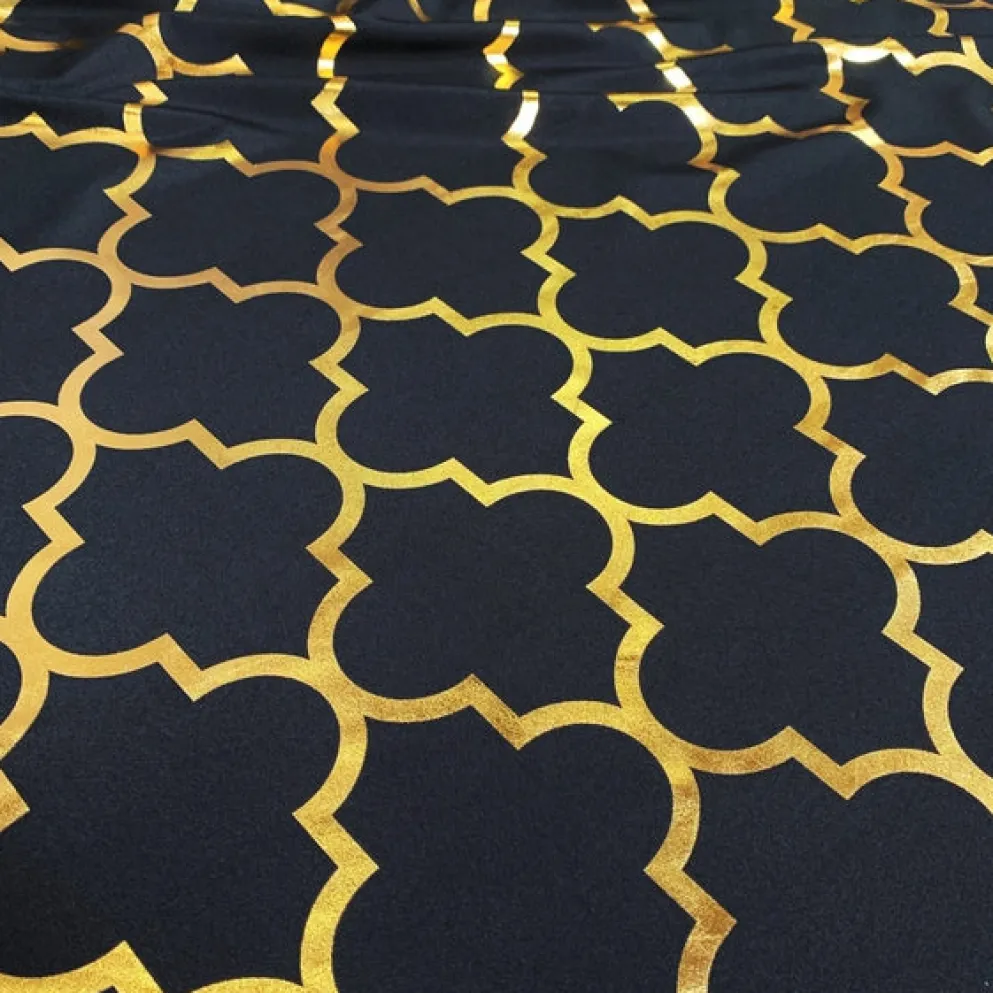 Gatsby (Metallic Print) Table Linen in Black and Gold