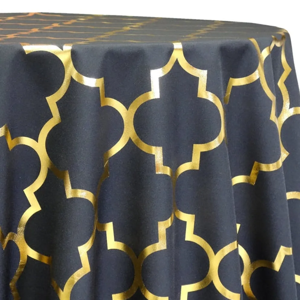 Gatsby (Metallic Print) Table Linen in Black and Gold