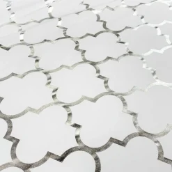 Gatsby (Metallic Print) Table Linen in Silver and White