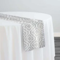Gatsby Print (Lamour) Table Runner in Silver