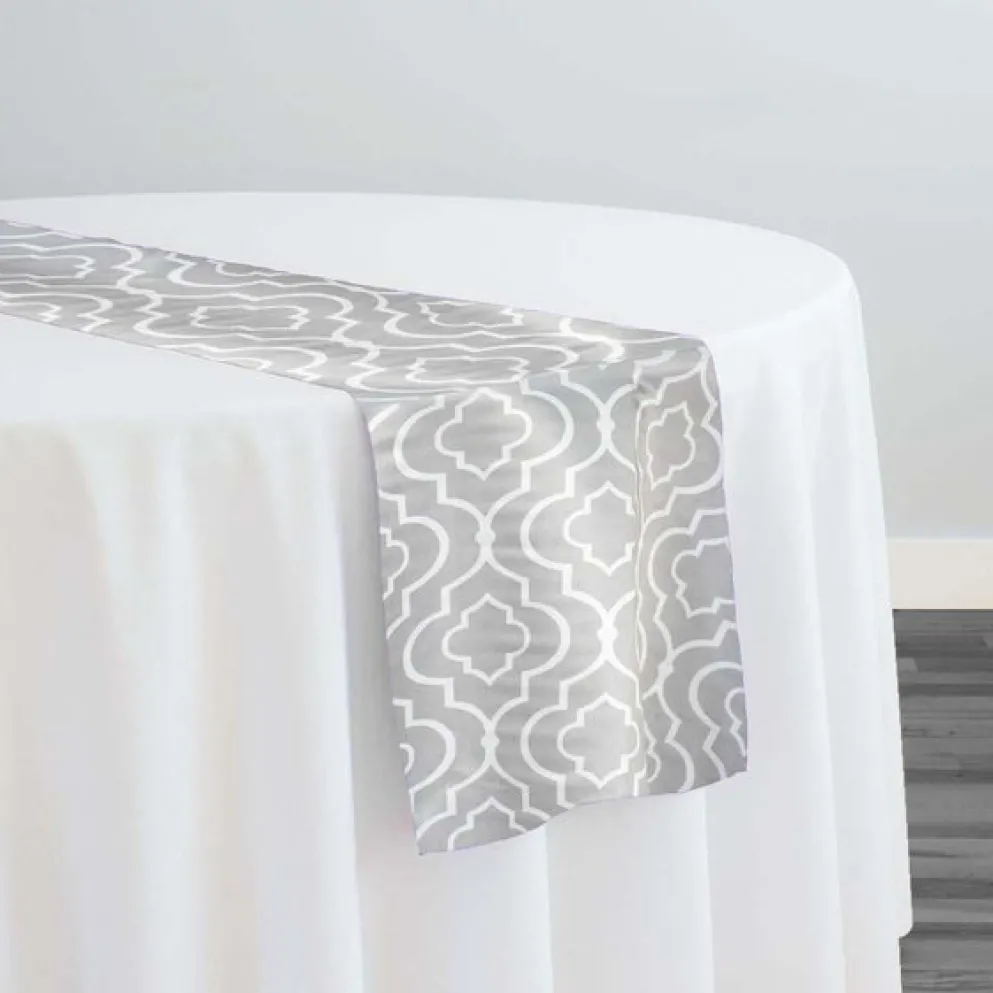 Gatsby Print (Lamour) Table Runner in Silver