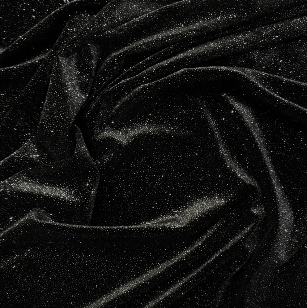 Glitter Velour Table Linen in Black