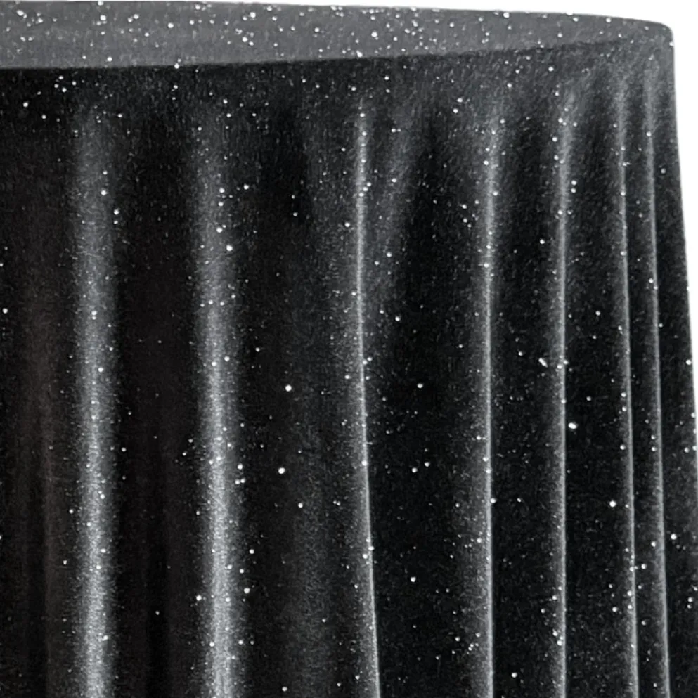 Glitter Velour Table Linen in Black