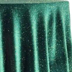 Glitter Velour Table Linen in Hunter Green