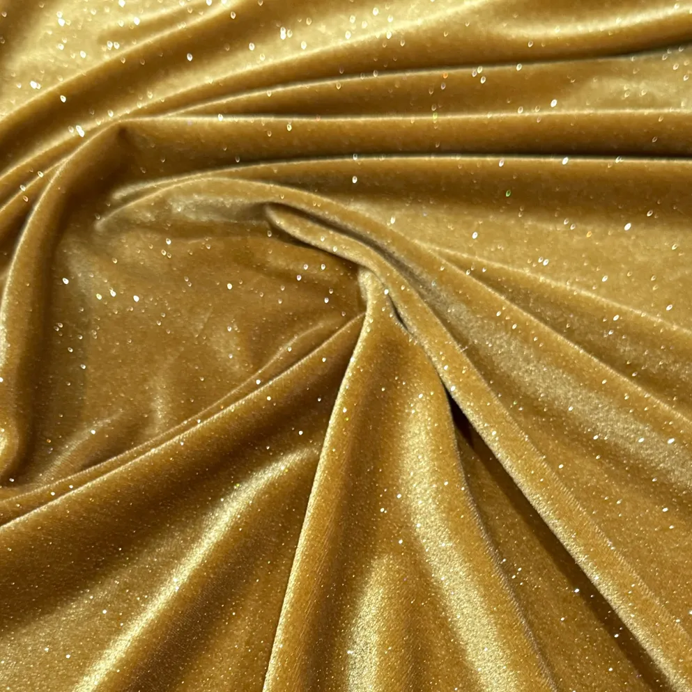 Glitter Velour Table Linen in Gold