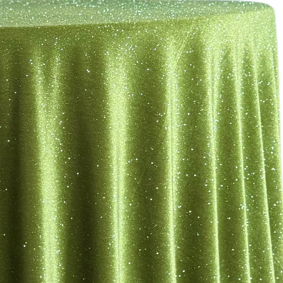 Glitter Velour Table Linen in Olive