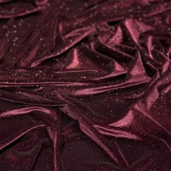 Glitter Velour Table Linen in Burgundy