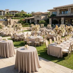 Glitter Velour Table Linen in Beige