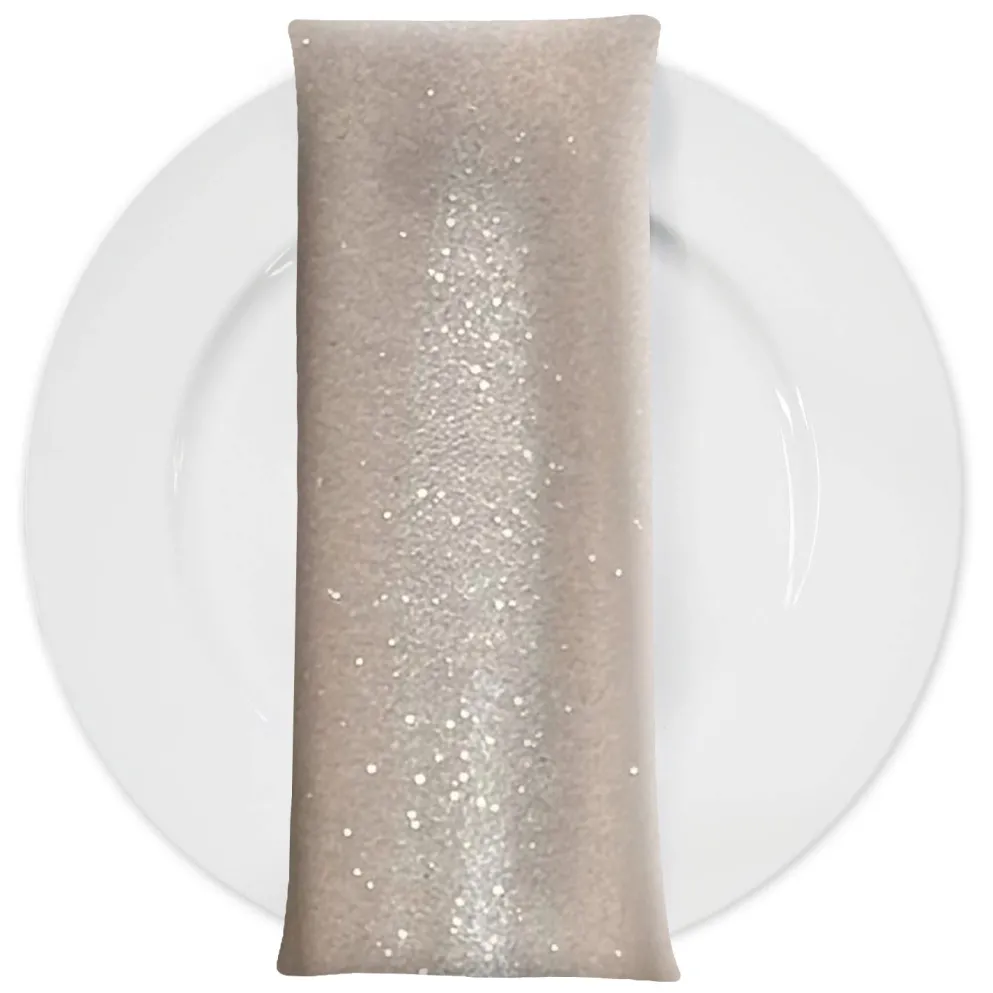 Glitter Velour Table Napkin in Beige