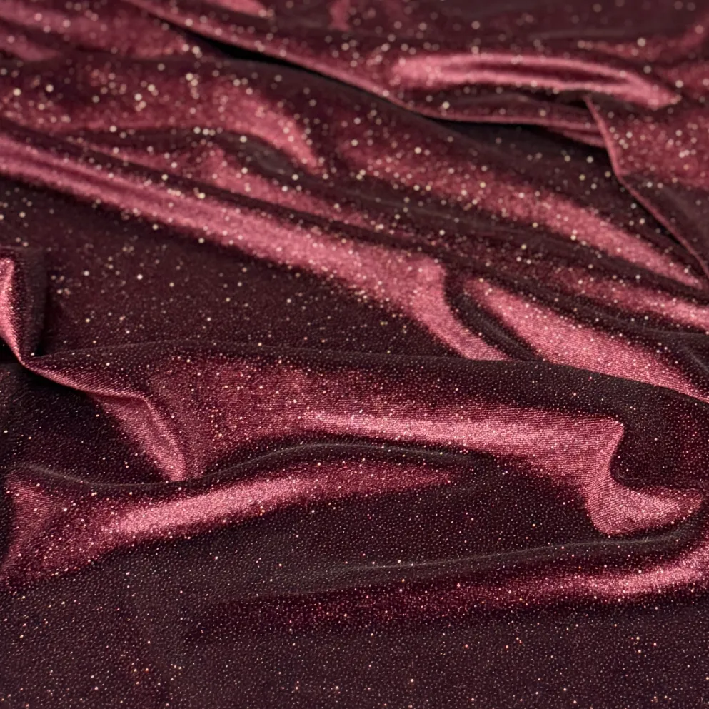 Glitter Velour Table Napkin in Burgundy