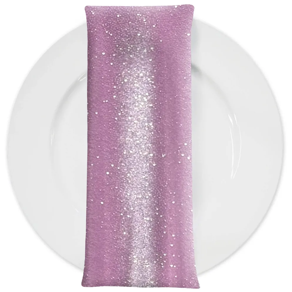 Glitter Velour Table Napkin in Dusty Pink