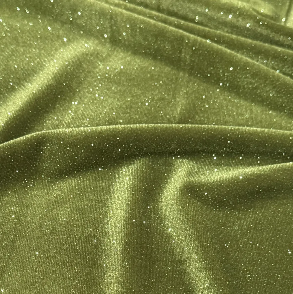 Glitter Velour Table Napkin in Olive