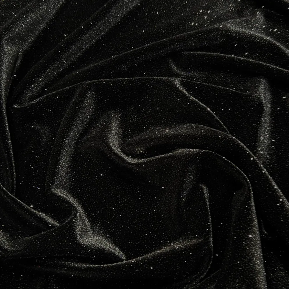 Glitter Velour Table Runner in Black