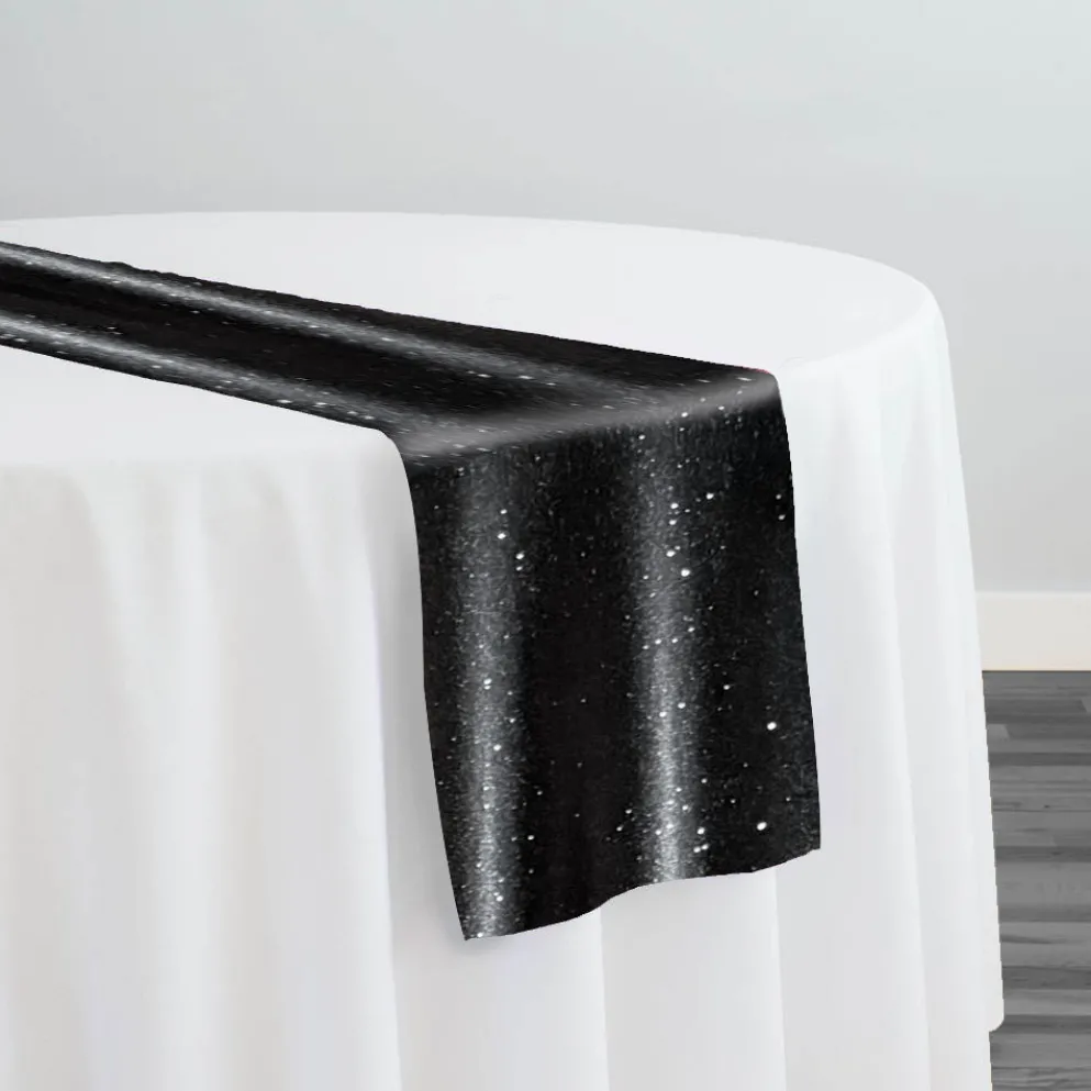 Glitter Velour Table Runner in Black
