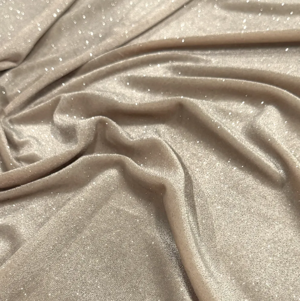 Glitter Velour Table Runner in Beige