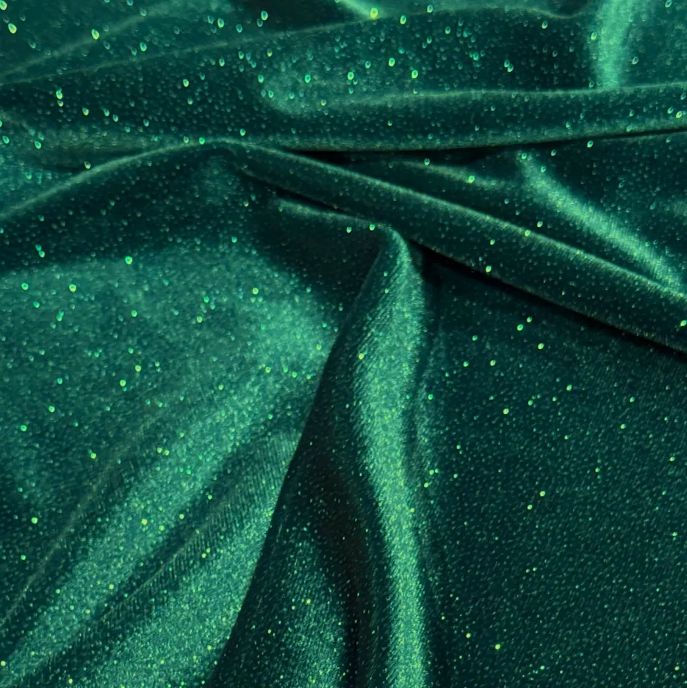Glitter Velour Table Runner in Hunter Green