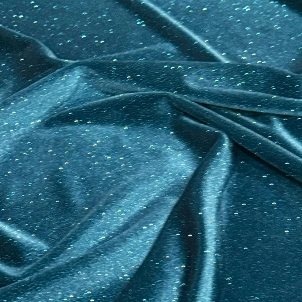 Glitter Velour Table Runner in Jade