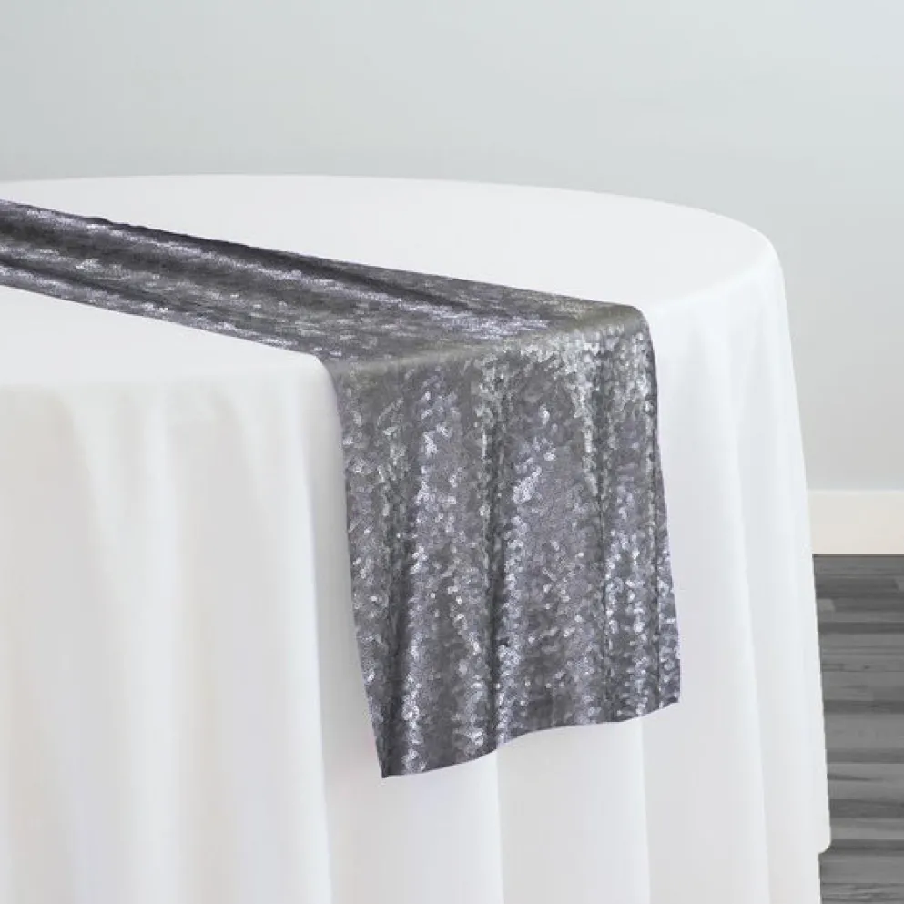 Glitz Sequins Table Runner in Pewter