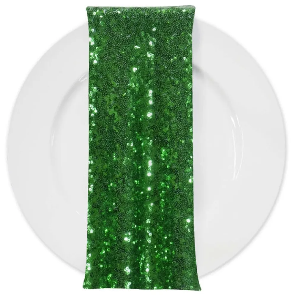 Glitz Sequins (w/ Poly Lining) Table Napkin in Emerald
