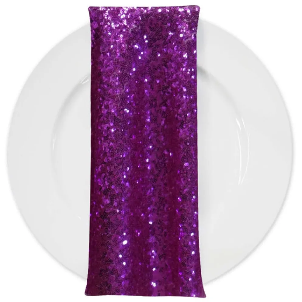 Glitz Sequins (w/ Poly Lining) Table Napkin in Fuchsia