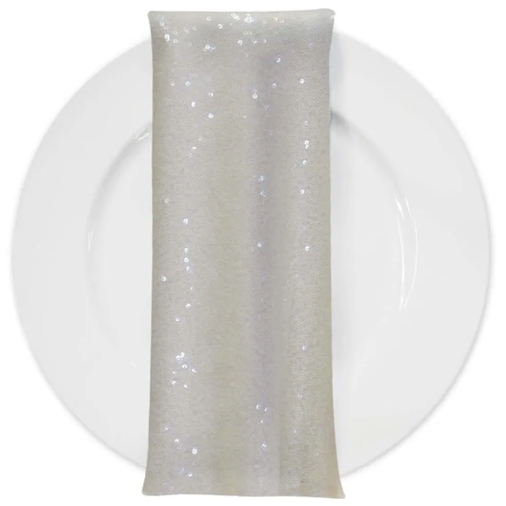 Glitz Sequins (w/ Poly Lining) Table Napkin in Ivory