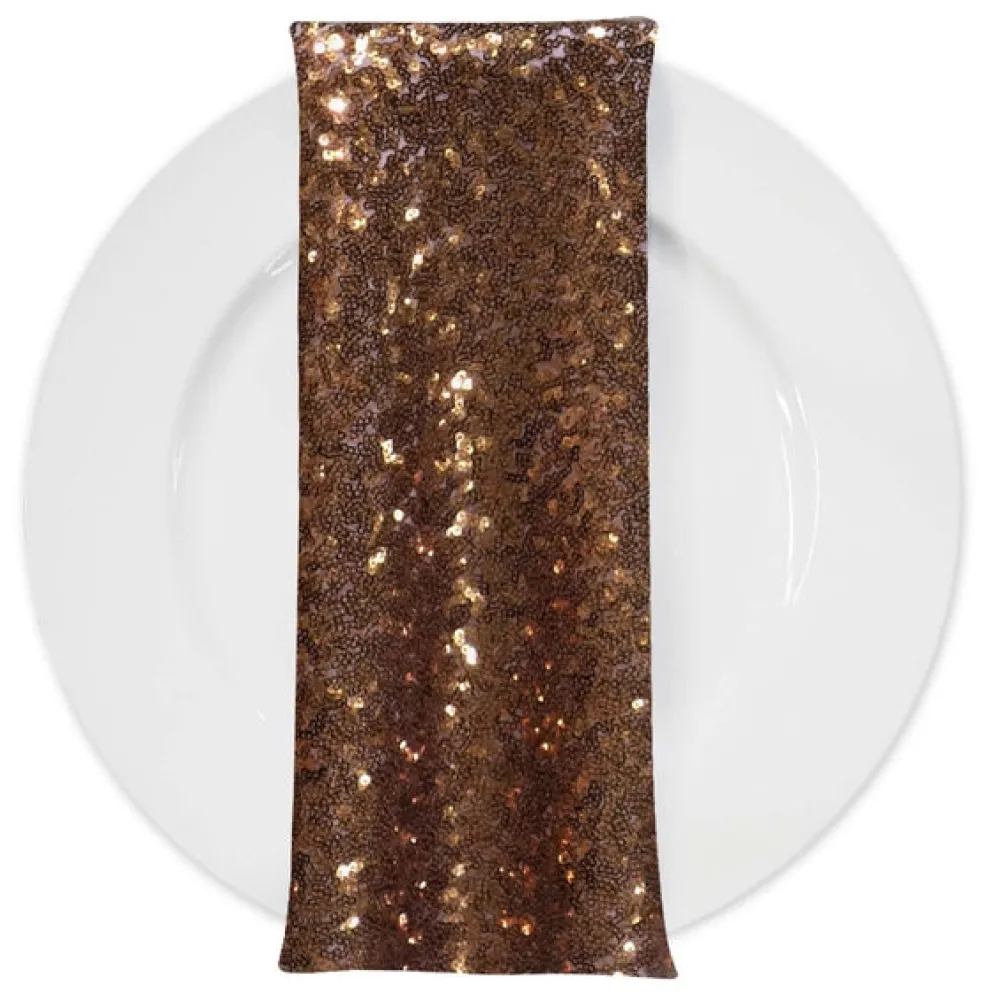 Glitz Sequins (w/ Poly Lining) Table Napkin in Copper