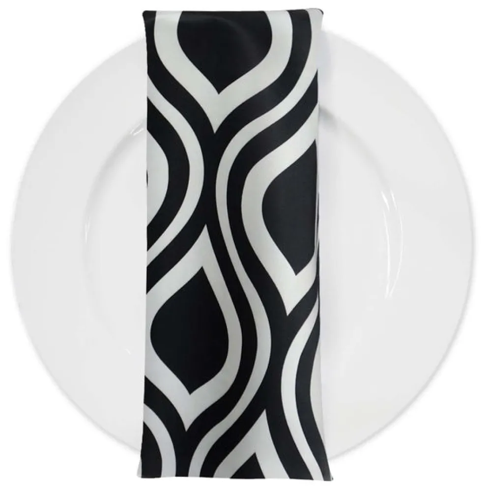 Groovy Print (Lamour) Table Napkin in Black