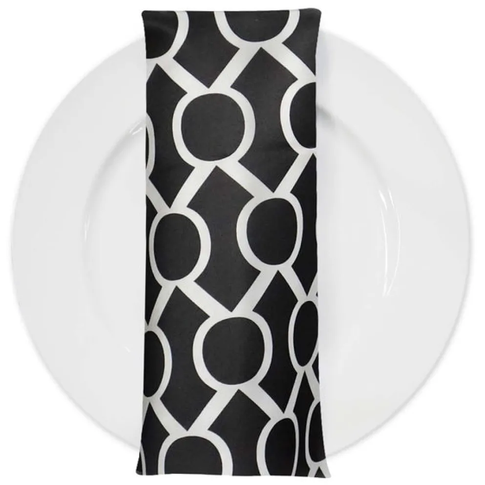 Halo Print (Lamour) Table Napkin in Black and White