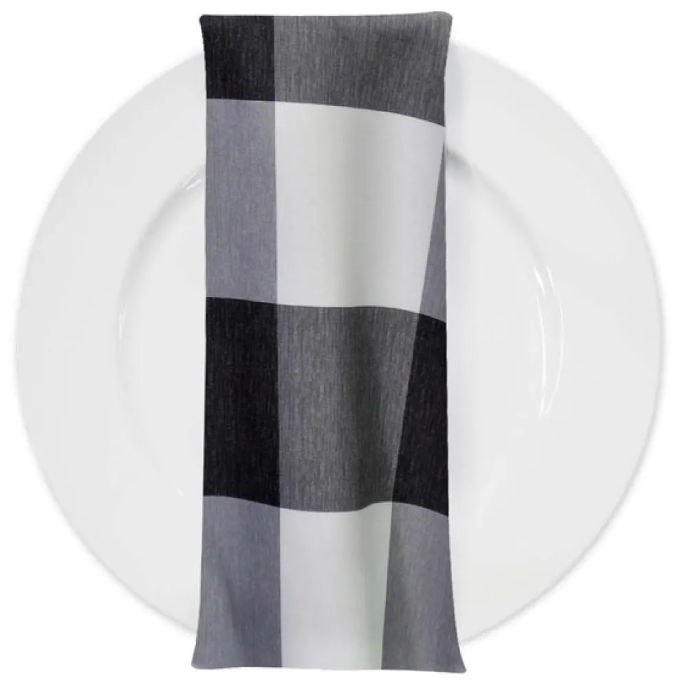 Hampton Checker (Poly Print) Table Napkin in Black