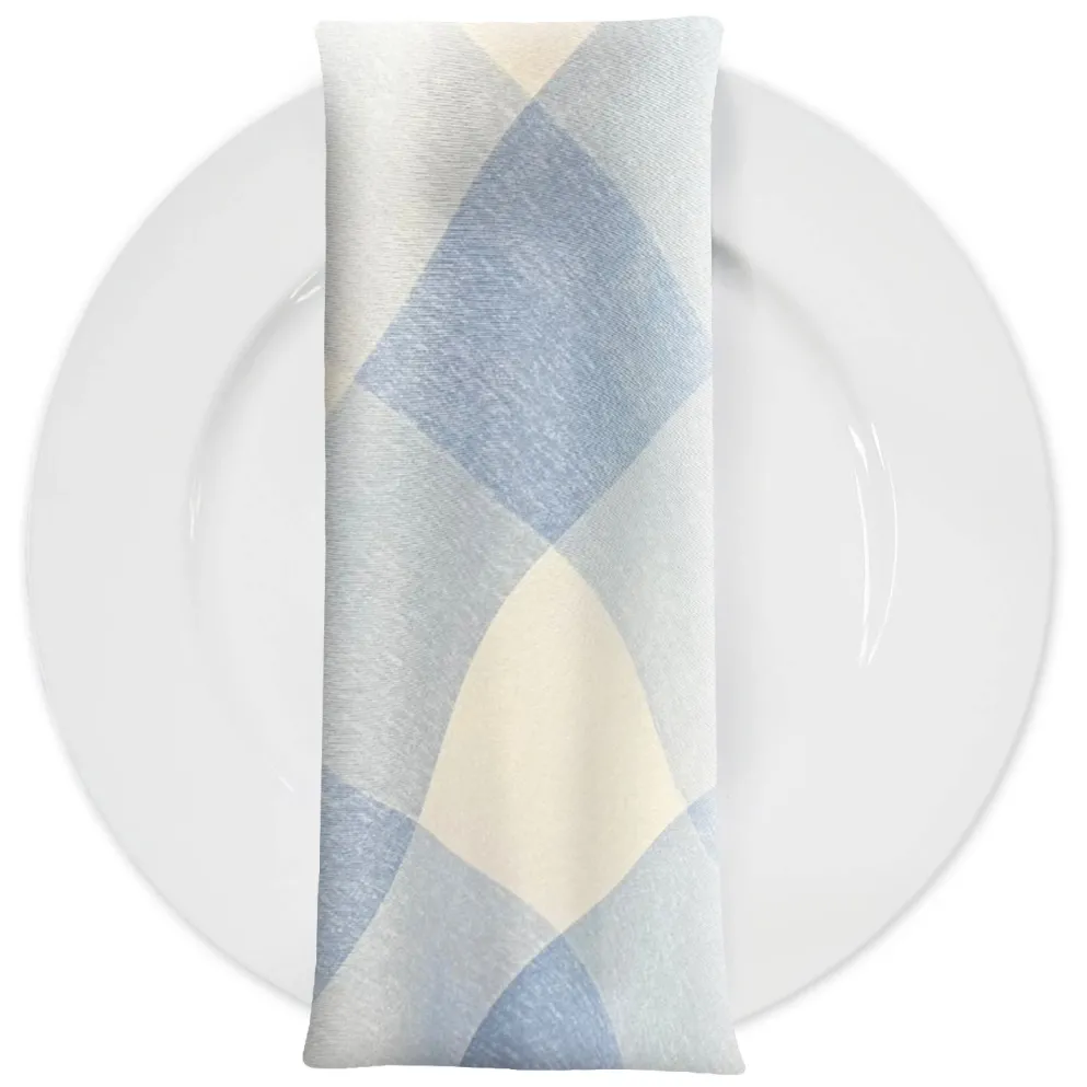 Hampton Checker (Poly Print) Table Napkin in Lt Blue