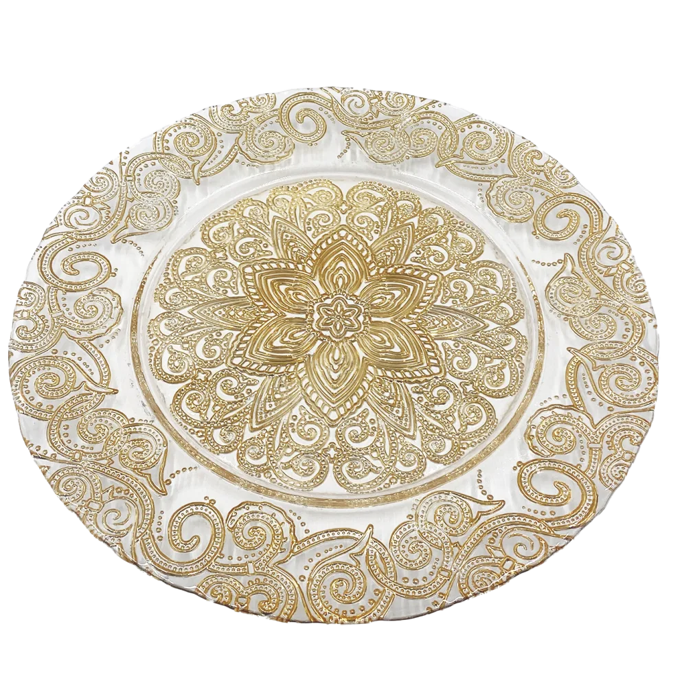 Henna - Glass Charger Plate in Gold (Item # 0294)