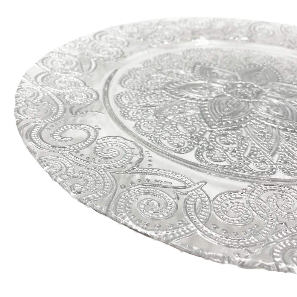 Henna - Glass Charger Plate in Silver (Item # 0294)