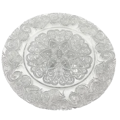 Henna - Glass Charger Plate in Silver (Item # 0294)