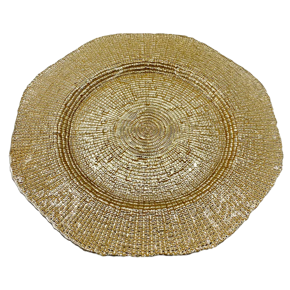 Hexagon - Glass Charger Plate in Gold (Item # 0248)