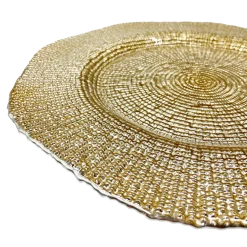 Hexagon - Glass Charger Plate in Gold (Item # 0248)