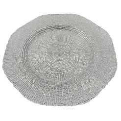 Hexagon - Glass Charger Plate in Silver (Item # 0248)