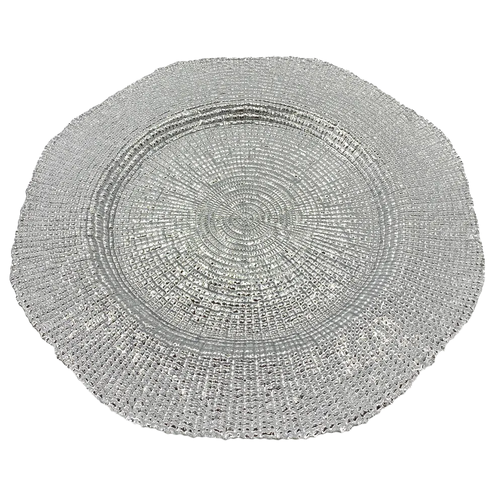 Hexagon - Glass Charger Plate in Silver (Item # 0248)