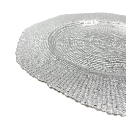 Hexagon - Glass Charger Plate in Silver (Item # 0248)