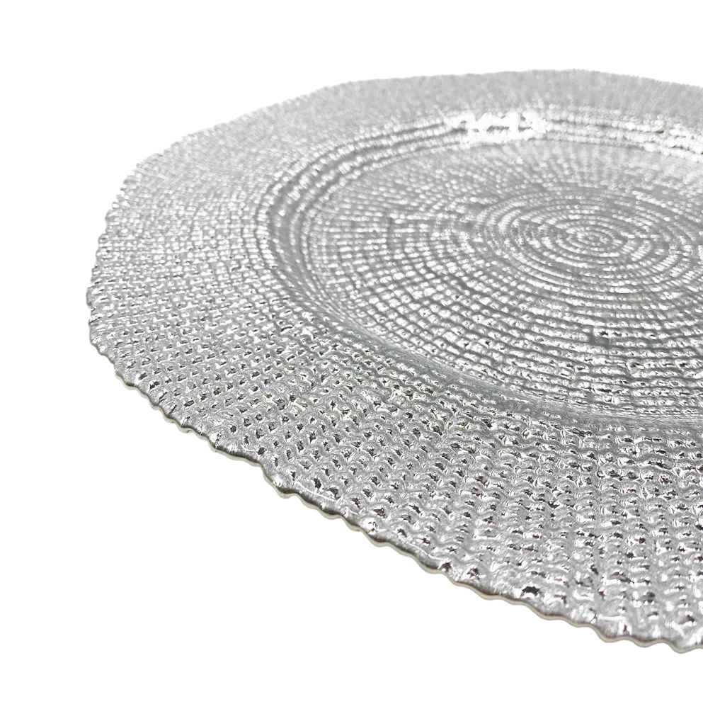 Hexagon - Glass Charger Plate in Silver (Item # 0248)