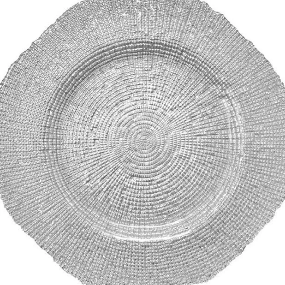Hexagon - Glass Charger Plate in Silver (Item # 0248)