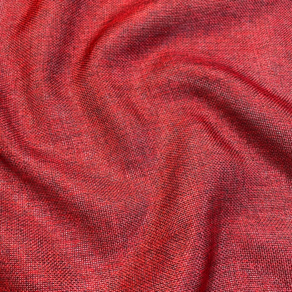 Imitation Burlap Table Linen in Cranberry