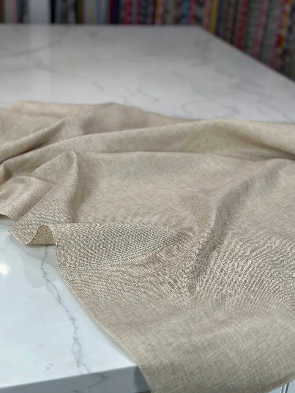Imitation Burlap Table Linen in Wheat