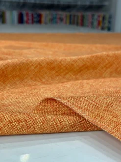 Imitation Burlap Table Linen in Tangerine