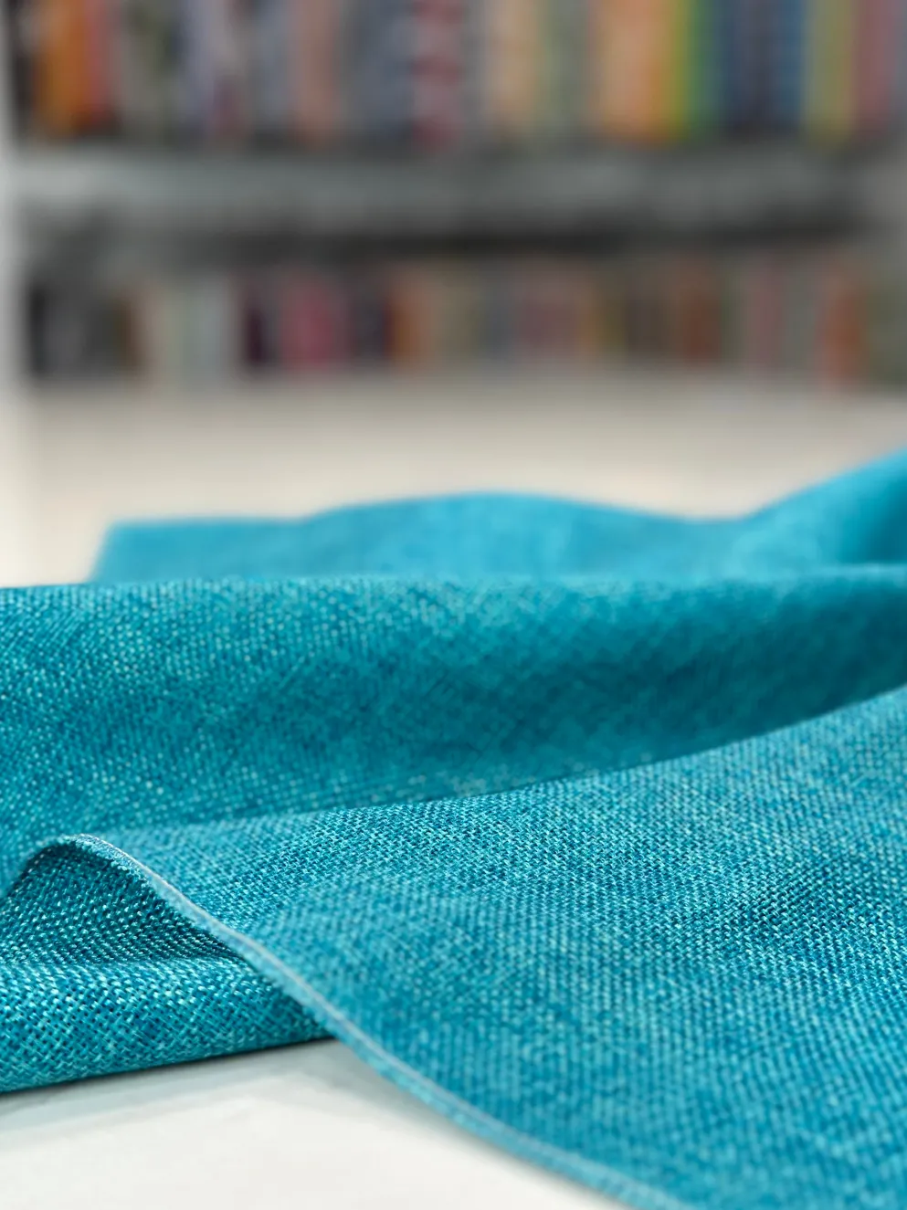 Imitation Burlap Table Linen in Teal