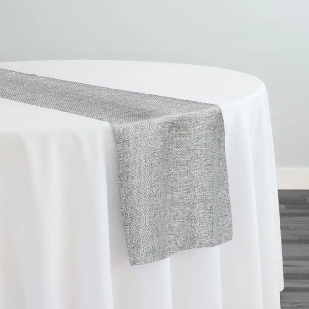 Imitation Burlap Table Runner in Silver