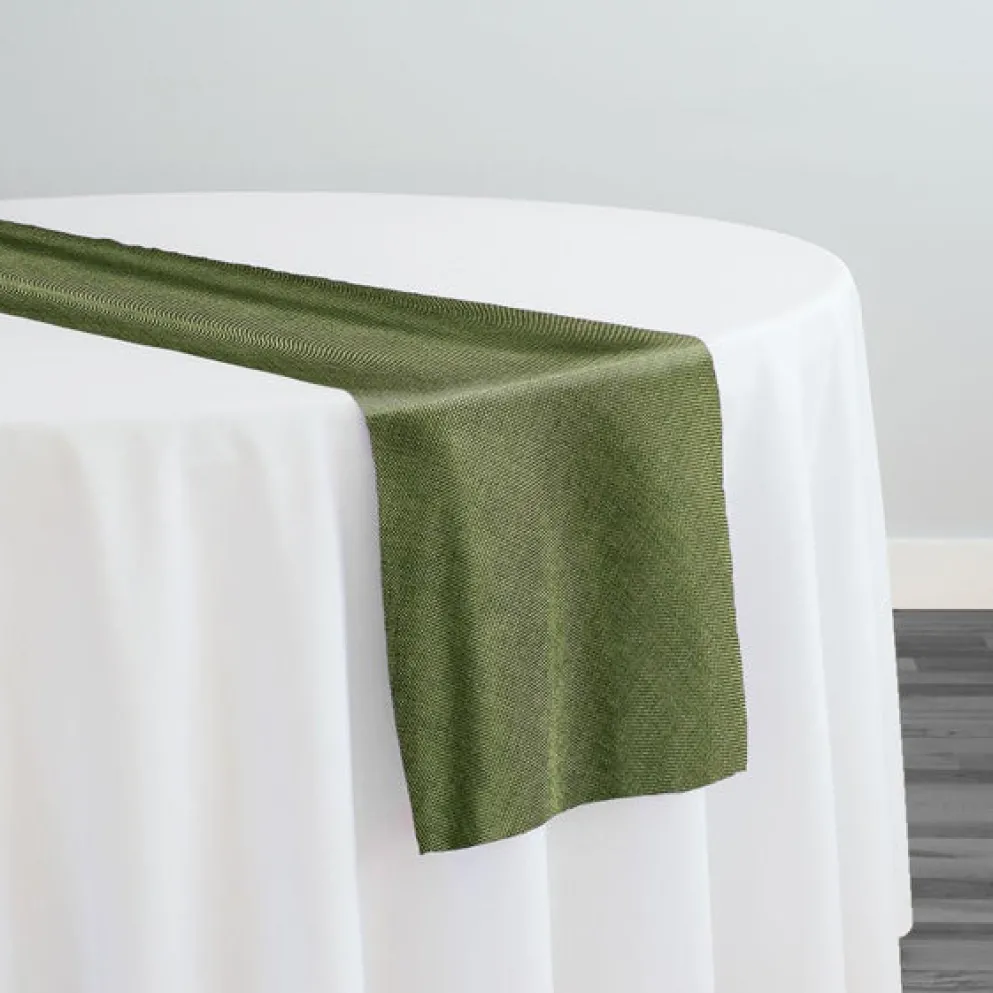 Imitation Burlap Table Runner in Willow Green