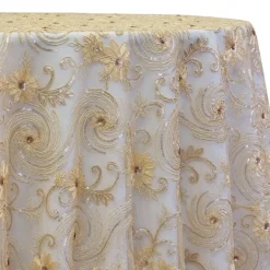 Jasmine Lace Table Linen in Champagne