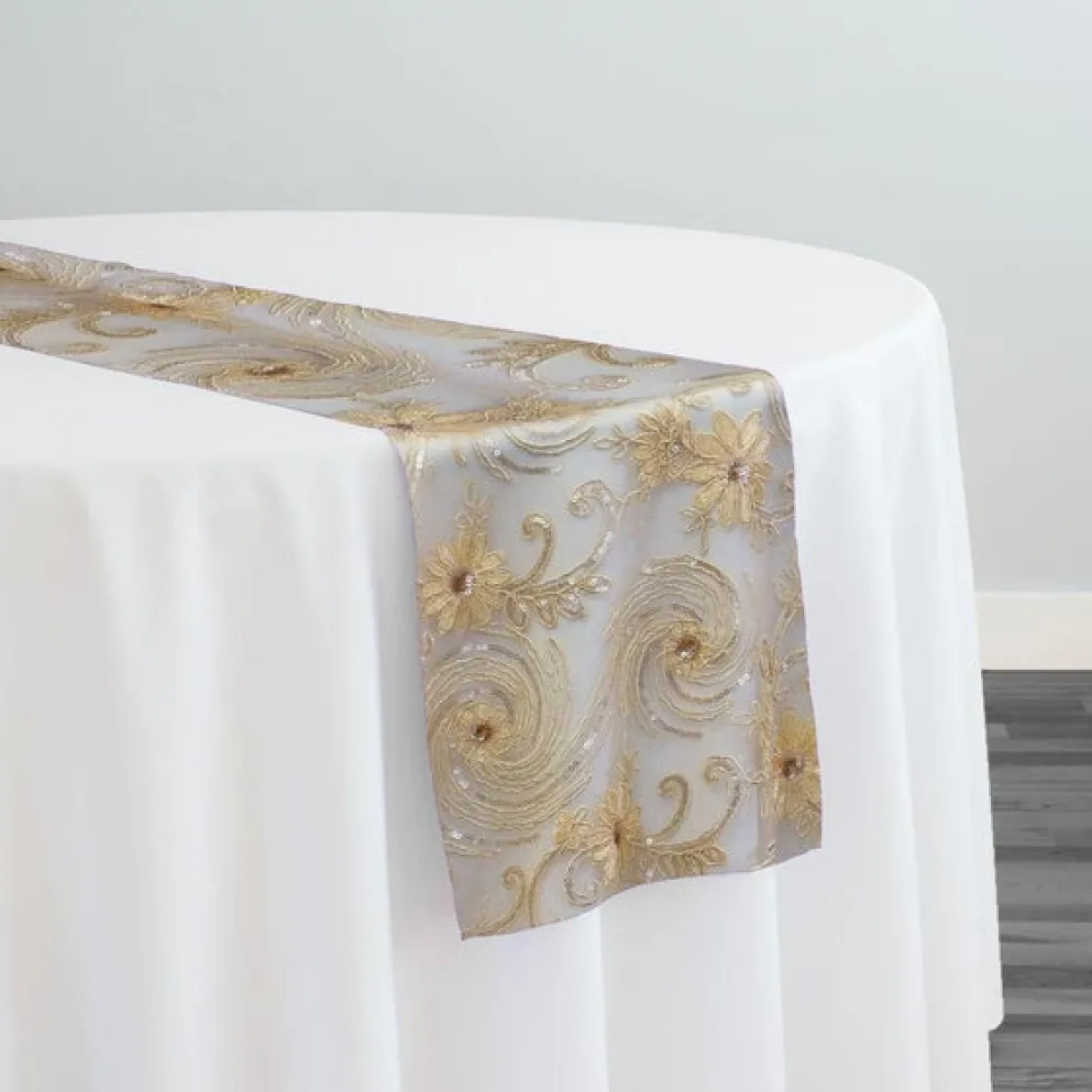 Jasmine Lace Table Runner in Champagne