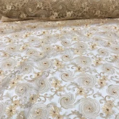 Jasmine Lace (w/ Poly Lining) Table Napkin in Champagne