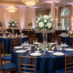 Lamour (Dull) Satin Table Linen in Navy 1245